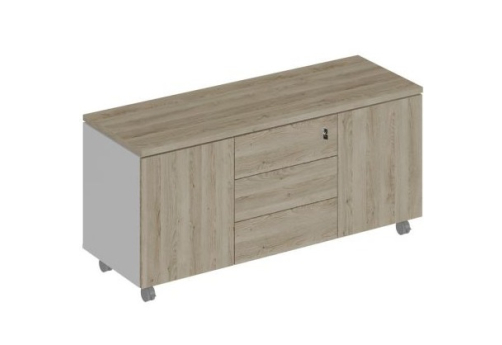 Тумба для оргтехники Римини, цвет дуб светлый + белый + дуб светлый