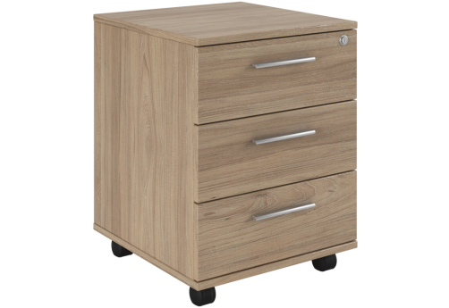 Тумба подкатная с 3 ящиками древесный, цвет вяз