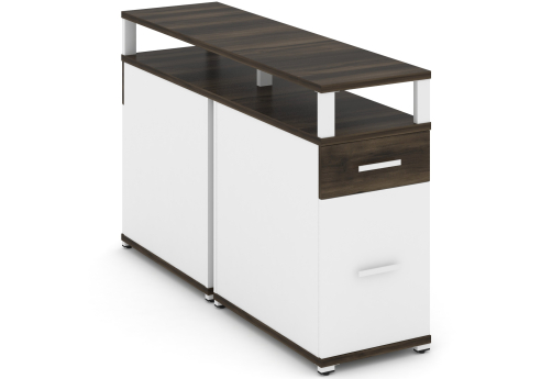 Тумба двухсторонняя опорная/приставная 1 ящик + 1 распашной фасад с надставкой Динен, цвет дуб мали-белый