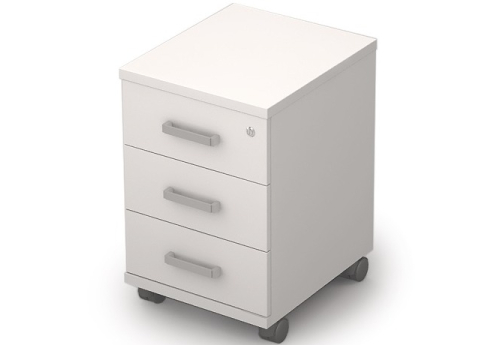 Тумба выкатная усиленная с замком Деко, цвет белый