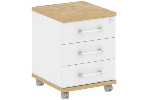 Тумба мобильная, цвет тиквуд светлый + белый