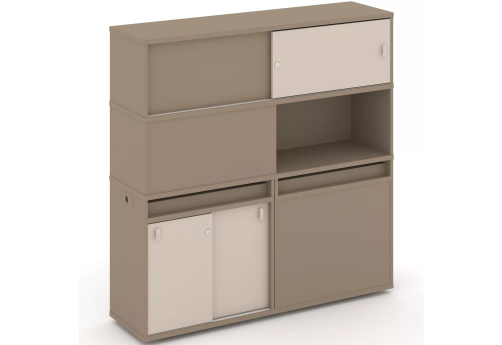 Тумба двойная с надставкой высокой (набор №32, вариант 1), цвет латте + капучино