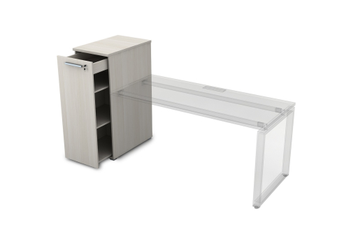 Тумба с выкатной секцией высокая Платинум Персонал, цвет слоновая кость