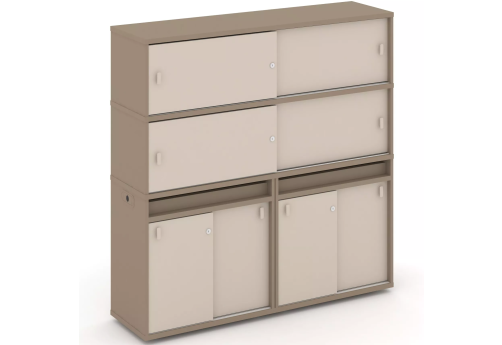 Тумба двойная с надставкой высокой (набор №8, вариант 1), цвет латте + капучино