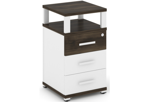 Тумба приставная 3 ящика с надставкой Динен, цвет дуб мали-белый