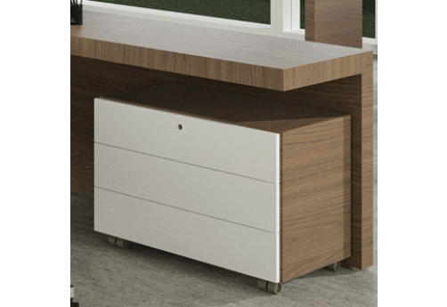 Тумба подкатная (3 ящика) Толедо, цвет орех+белый