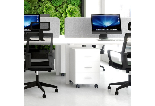 Тумба мобильная с 3 ящиками и замком Индиго Вуд, цвет белый