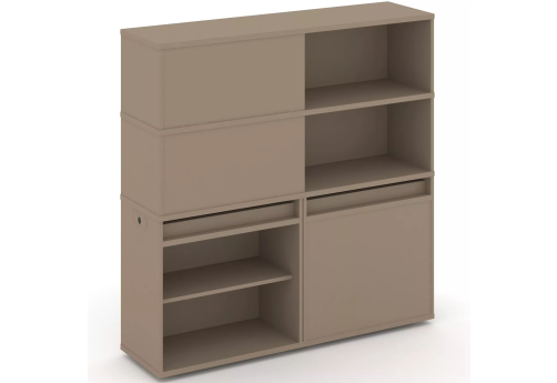 Тумба двойная с надставкой высокой (набор №16, вариант 1), цвет латте