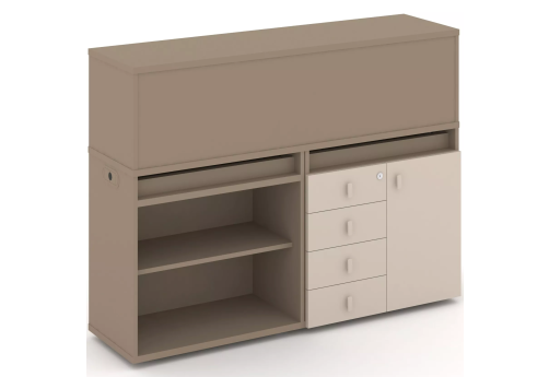 Тумба двойная с надставкой низкой (набор №8, вариант 2), цвет латте + капучино