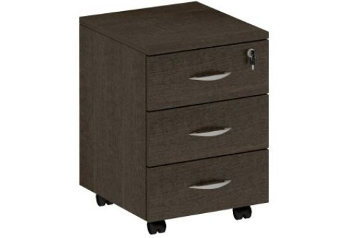 Тумба подкатная 3 ящика с замком Тарли, цвет венге