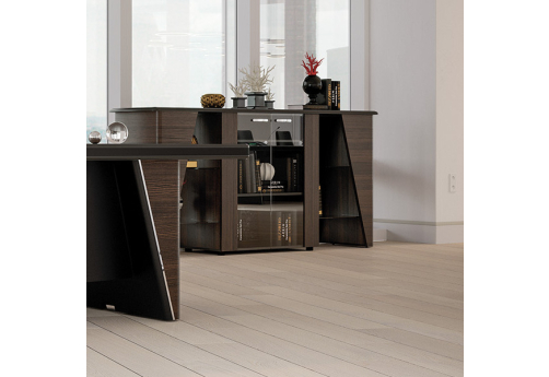 Греденция со стеклянными фасадами Мокко, цвет темный мокко + черный