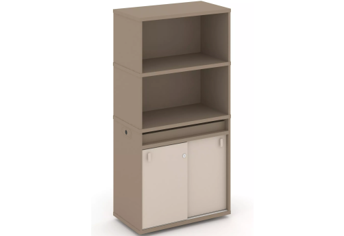 Тумба одиночная с надставкой высокой (набор №3, вариант 1), цвет латте + капучино