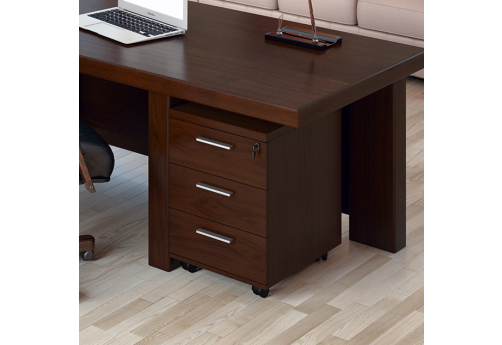 Тумба подкатная с 3 ящиками Шафран, цвет темный орех