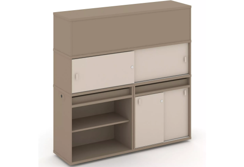 Тумба двойная с надставкой высокой (набор №15, вариант 1), цвет латте + капучино