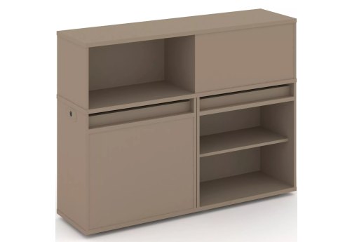 Тумба двойная с надставкой низкой (набор №12, вариант 1), цвет латте