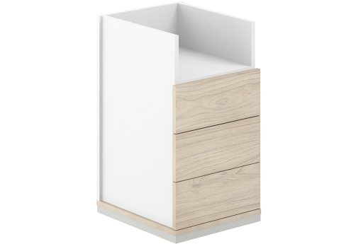 Тумба приставная 3 ящика с нишей с замком Фламинго, цвет белый + акация