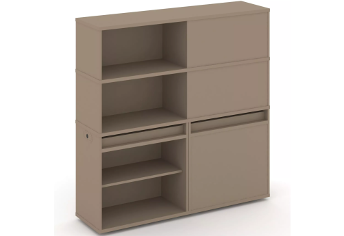 Тумба двойная с надставкой высокой (набор №17, вариант 2), цвет латте