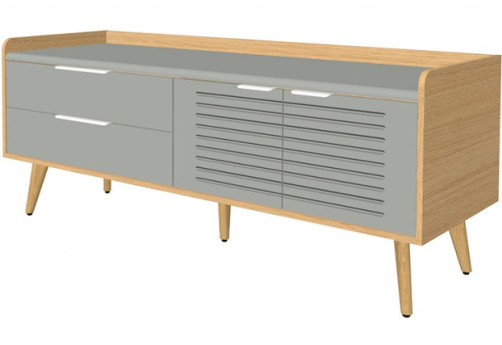 Опорная тумба рабочего стола левая, цвет серый + дуб сорано