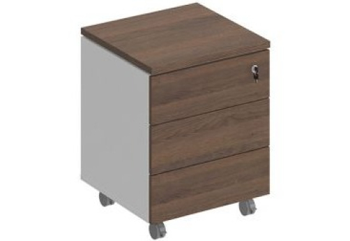 Тумба мобильная Римини, цвет дуб темный + белый + дуб темный