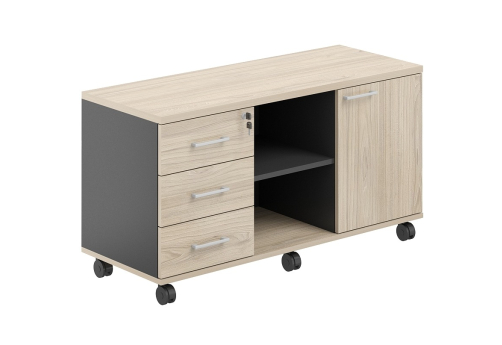 Тумба сервисная мобильная с замком Фламинго, цвет антрацит + акация