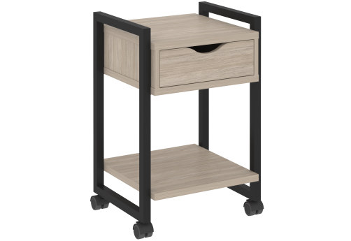 Тумба мобильная с ящиком и полкой Европа, цвет дуб аттик + черный