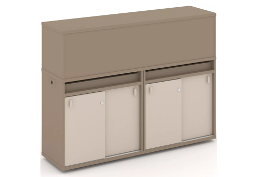 Тумба двойная с надставкой низкой (набор №5, вариант 2), цвет латте + капучино