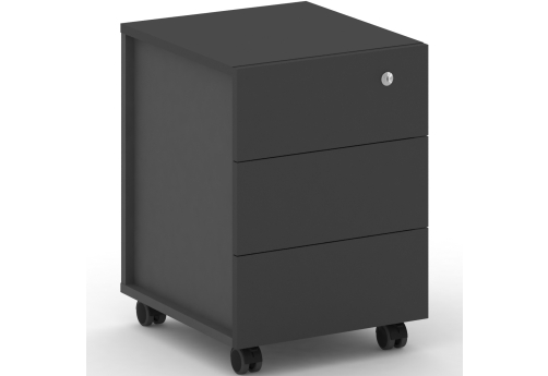 Тумба мобильная Квентин, цвет черный + базальт