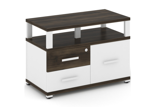 Тумба приставная широкая 2 ящика + 1 распашной фасад с надставкой широкой Динен, цвет дуб мали-белый