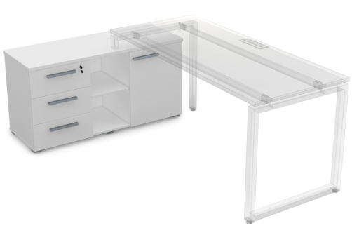 Тумба с 3-мя ящиками и дверкой Платинум Персонал, цвет белый премиум