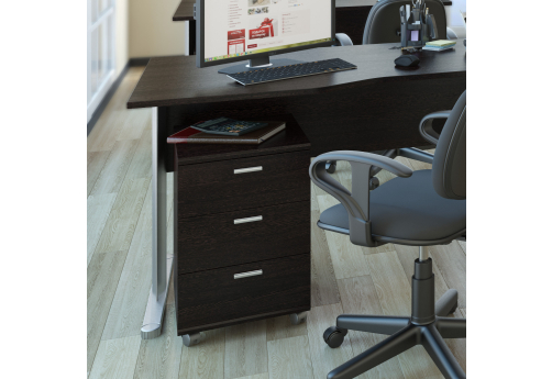 Тумба подкатная 3 ящика с замком МЛ Стиль Венге, цвет венге