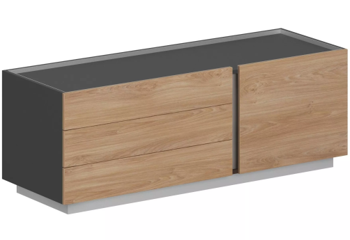 Тумба опорная приставная левая, цвет оникс серый + гикори