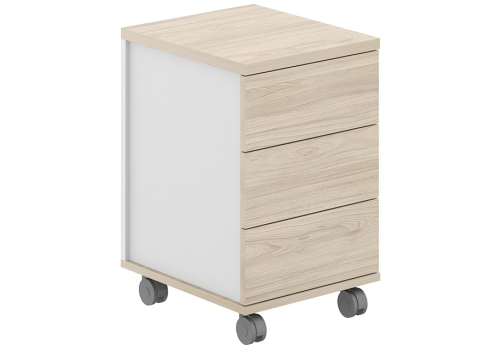 Тумба мобильная 3 ящика метабокс с замком Фламинго, цвет белый + акация