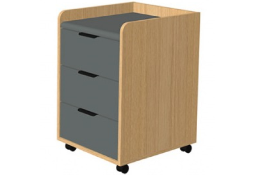 Тумба мобильная, цвет графит + дуб сорано