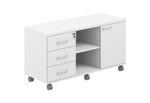 Тумба сервисная мобильная с замком Фламинго, цвет белый