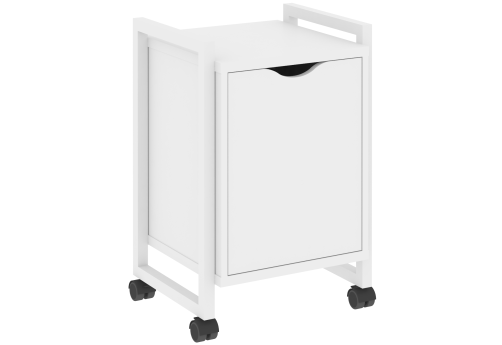 Тумба мобильная с распашным фасадом Европа, цвет белый бриллиант + белый