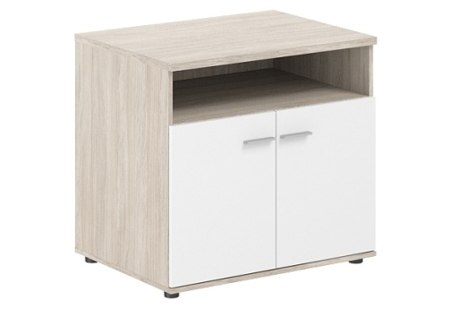 Тумба сервисная с нишей и 2 фасадами Индиго Вуд, цвет дуб светлый + белый