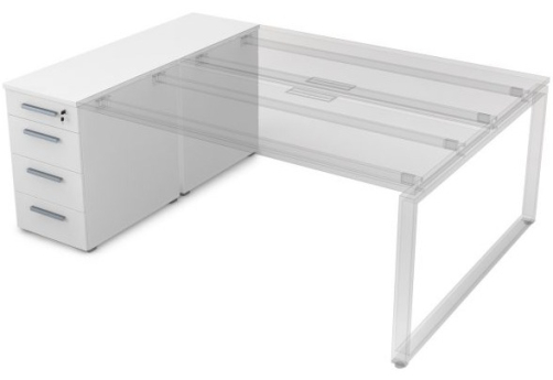 Тумба приставная с ящиками и общим топом Платинум Персонал, цвет белый премиум