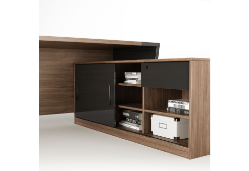 Приставка с глянцевым фасадом Виенсо, цвет дуб + черный