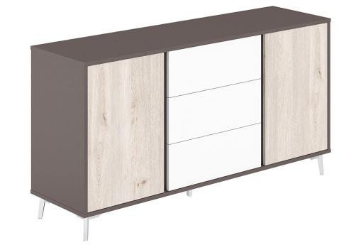 Греденция Кронберг, цвет белый + дуб + вольфрам