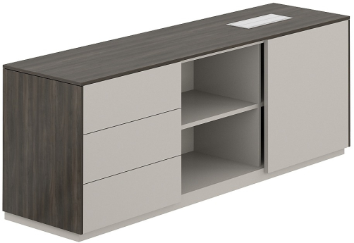 Тумба опорная левая Дания, цвет брэнсон трюфель + серый камень