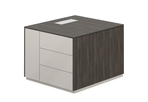 Тумба опорная левая Дания, цвет брэнсон трюфель + серый камень