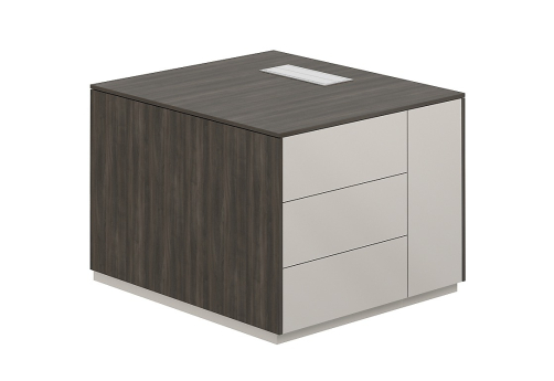 Тумба опорная правая Дания, цвет брэнсон трюфель + серый камень