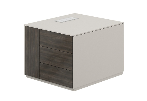 Тумба опорная левая Дания, цвет серый камень + брэнсон трюфель