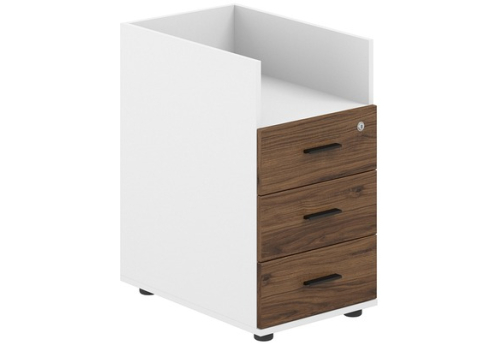 Тумба приставная с 3 ящиками и нишей (без топа) Индиго Вуд, цвет дуб модена + белый