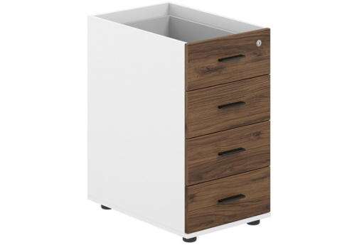 Тумба приставная с 4 ящиками (метабоксы) (без топа) Индиго Вуд, цвет дуб модена + белый