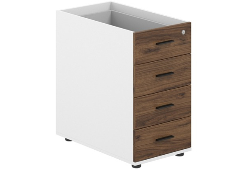 Тумба приставная с 4 ящиками (метабоксы) (без топа) Индиго Вуд, цвет дуб модена + белый