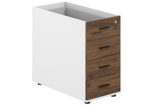 Тумба приставная с 4 ящиками (метабоксы) (без топа), 400х800х725, цвет дуб модена + белый