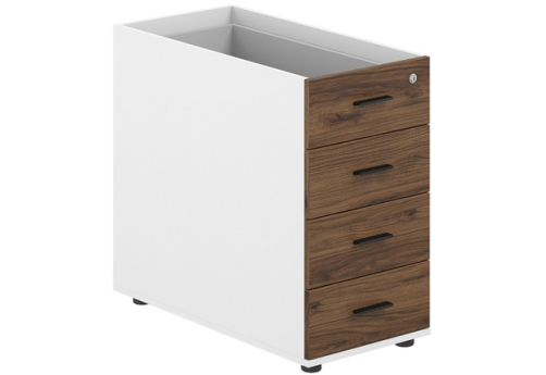 Тумба приставная с 4 ящиками (без топа), 400х800х725, цвет дуб модена + белый