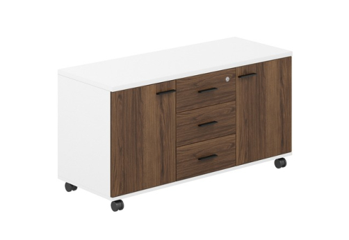 Тумба сервисная 3 ящика (метабокс) Индиго Вуд, цвет дуб модена + белый