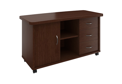 Греденция мобильная с 3 ящиками и дверью Адмирал, цвет венге